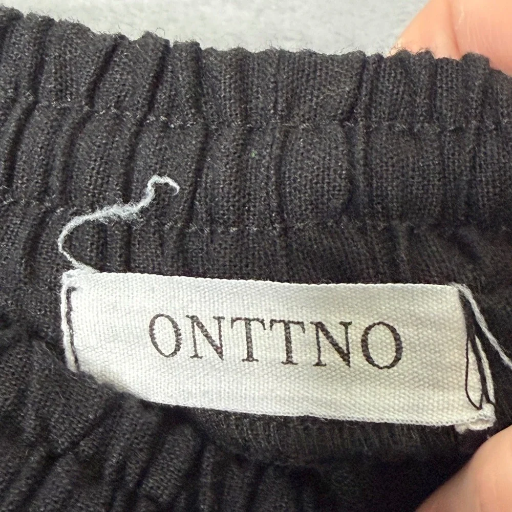 Onttno Harlem Pants Mens One Size Linen Black Loose Elastic Waist Baggy Ankle